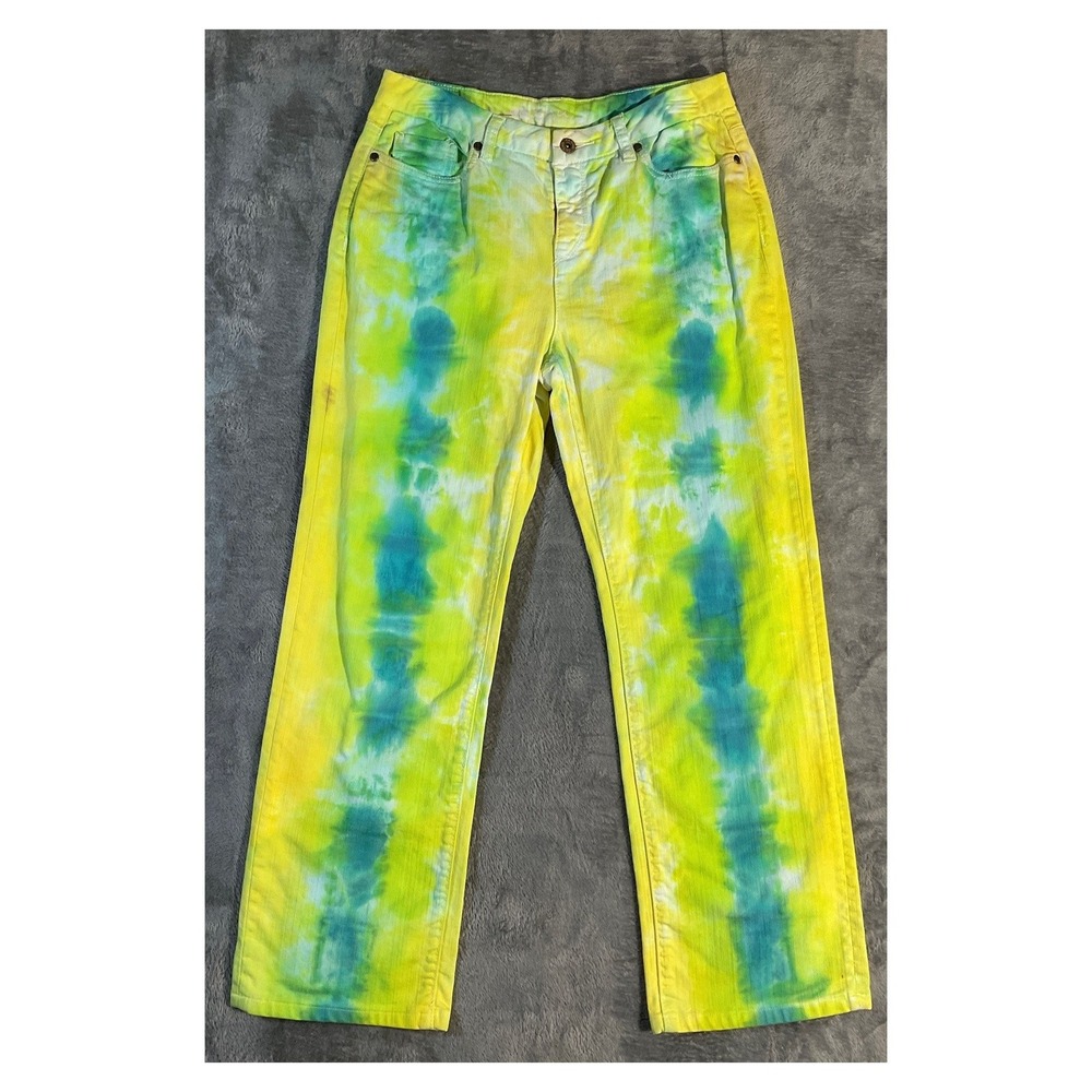 Pashu Unbelievable Tie-Dye Jeans Yellow Green Size‎ 8